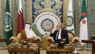 Amir H H Sheikh Tamim bin Hamad Al Thani with President of Algeria H E Abdelmadjid Tebboune in Algiers.