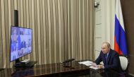 Russian President Vladimir Putin chairs a meeting of the coordination council to meet the needs of Russia's Armed Forces via a video link in Sochi on November 2, 2022. (Alexei Babushkin / AFP)