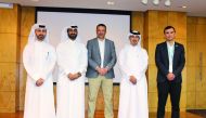 L-R: Essa Mohammed Al Jamali, QSTP Relationship Manager; Yousef Al Jaber, Vice-President of Innovation & Change Management, TotalEnergies E&P Qatar; Dr. Radhouan Ben Hamadou, Qatar University (speaker); Ahmed Al Enazi, QSTP Planning & Strategic Initiative Director; and Dr. Alexei Godina, TotalEnergies Qatar.