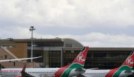 This file photo taken on November 05, 2022, shows Kenya Airways planes at the parking bay amid a strike by pilots organised by Kenya Airline Pilots Association (KALPA), at the Jomo Kenyatta International airport in Nairobi. (AFP/Simon Maina)
