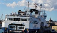 A general view of the rescue ship Geo Barents, after Italy allowed the disembarkation of immigrant children and sick people, in the port of Catania, Italy, on November 7, 2022. REUTERS/Antonio Parrinello