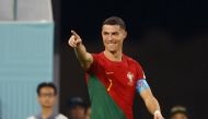 Cristiano Ronaldo celebrates scoring their first goal during the Qatar 2022 World Cup Group H football match between Portugal and Ghana at Stadium 974 in Doha on November 24, 2022. (REUTERS/Hannah Mckay)
