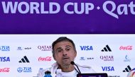 Spain's coach Luis Enrique attends a press conference at the Qatar National Convention Center (QNCC) in Doha on November 26, 2022, on the eve of the Qatar 2022 World Cup football match between Spain and Germany. (Photo by JAVIER SORIANO / AFP)