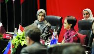 Assistant Foreign Minister H E Lolwah bint Rashid Al Khater and Indonesia's Minister of Foreign Affairs H E Retno Lestari Priansari Marsudi attend the conference in Bali, Indonesia, on December 8, 2022.
