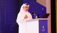 Minister of Finance H E Ali bin Ahmed Al Kuwari presents the budget 2023 at the Ministry of Finance, yesterday.