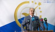 Libya's eastern commander Khalifa Haftar speaks to the media after submitting his candidacy papers for the presidential elections at the office of the High National Elections Commission, in Benghazi, Libya, on November 16, 2021. File Photo / Reuters