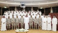 President of the National Cyber Security Agency H E Eng. Abdulrahman bin Ali Al Farahid Al Malki and Commander of Qatar Amiri Signal and Information Technology Corps Brigadier-General H E Zayed bin Ahmed Al Kuwar with other officials during the ceremony. 