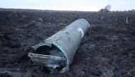 A view shows a fragment of a munition, what Belarus' defence ministry said was part of a Ukrainian S-300 missile downed by Belarusian air defences outside the village of Harbacha in the Grodno region, Belarus, December 29, 2022. (Vadzim Yakubionak/BelTA/Handout via REUTERS)
