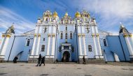 This photograph shows the St. Michael's Golden-Domed Monastery during an Orthodox Christmas service in Kyiv on January 7, 2023. (Photo by Sameer Al-DOUMY / AFP)