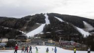 Some skiers practice in the area of the Semmering ski school in front of the Semmering mountain with artificially snowed ski slopes in wintersport resort Zauberberg im Semmering, Lower Austria, on January 08, 2023. Photo by Alex HALADA / AFP