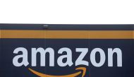 The logo of Amazon is seen at the company's logistics center in Bretigny-sur-Orge, near Paris, France, November 25, 2022. REUTERS/Benoit Tessier

