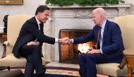 US President Joe Biden meets with Dutch Prime Minister Mark Rutte in the Oval Office of the White House in Washington, DC, on January 17, 2023. (Photo by Andrew Caballero-Reynolds / AFP)