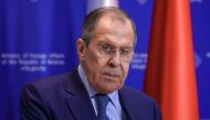 Russian Foreign Minister Sergei Lavrov attends a news conference following talks with Belarusian Foreign Minister Sergei Aleinik in Minsk, Belarus, January 19, 2023. (Russian Foreign Ministry/Handout via REUTERS)