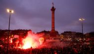 Demonstrators gather in Place de la Bastille during a rally called by French trade unions in Paris on January 19, 2023. (Photo by Thomas Samson / AFP)