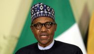 Nigerian President Muhammadu Buhari speaks at a news conference during a visit to Pretoria, South Africa, on October 3, 2019. File Photo / Reuters