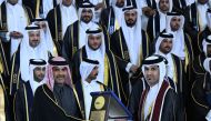 Prime Minister and Minister of Interior H E Sheikh Khalid bin Khalifa bin Abdulaziz Al Thani honouring graduates at the Community College of Qatar.