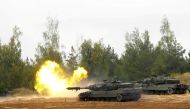 File Photo: NATO enhanced Forward Presence battle group Spanish army tank Leopard 2 fires during the final phase of the Silver Arrow 2022 military drill on Adazi military training grounds, Latvia, September 29, 2022. (REUTERS/Ints Kalnins)