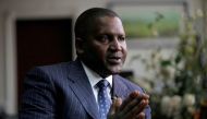 Founder and Chief Executive of the Dangote Group Aliko Dangote gestures during an interview with Reuters in his office in Lagos, Nigeria, file. (REUTERS/Akintunde Akinleye/File)