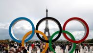Olympic rings to celebrate the IOC official announcement that Paris won the 2024 Olympic bid are seen in front of the Eiffel Tower at the Trocadero square in Paris, France, on September 16, 2017. (Reuters file photo)