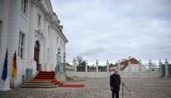 German Chancellor Olaf Scholz gives a press statement prior to the federal cabinet retreat Schloss Meseberg palace in Meseberg near Gransee, northeastern Germany on March 5, 2023. (Photo by Tobias SCHWARZ / AFP)