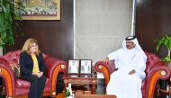 Qatar Chamber First Vice-Chairman Mohamed bin Twar Al Kuwari in discussion with the Deputy Minister of Foreign Trade and Investment of the Republic of Cuba HE Deborah Rivas Saavedra.
