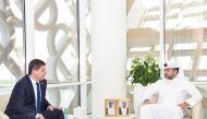 The Chief Executive Officer of Qatar Free Zones Authority  Sheikh Mohammed H. F. Al Thani discusses cooperation with  the Minister of Economic Development and Trade of Tajikistan H E  Zavqizoda Zavq.