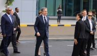 US Secretary of State Antony Blinken (centre) departs for Niger from Bole International Airport, in Addis Ababa, Ethiopia, on March 16, 2023. (Photo by TIKSA NEGERI / POOL / AFP)