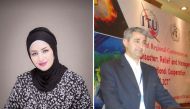Dr. Rima Isaifan (left), Head of Academic and Journals Publishing at Hamad Bin Khalifa University Press and Dr. Hussain Aziz Saleh, professor at Damascus University and former General Director of Higher Commission for Scientific Research in Syria