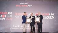 Mohammad Shanavas, General Manager of Naseem Healthcare, receiving Primary Care Provider of the Year - Qatar and Home-care Initiative of the Year – Qatar awards in Singapore.