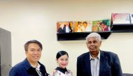 The film’s writer and director, Oscar Yema; leading actress and singer Vanessa Cassador and Qatar Cinema GM Abdul Rahman Nadji. 