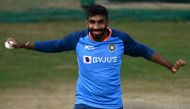 (Files) In this file photo taken on September 19, 2022, India's Jasprit Bumrah prepares to bowl in nets during a practice session on the eve of their first Twenty20 international cricket match against Australia at the Punjab Cricket Association Stadium in Mohali. (Photo by Sajjad Hussain / AFP)