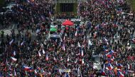 People take part in an anti-governmental demonstration in Prague on April 16, 2023. - Thousands of people rallied against the Czech government in Prague at an event called 