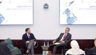 Associate Professor of History at QF partner Georgetown University in Qatar (GU-Q), Dr. Edward Kolla (left) and Professor of Law at the University of California, Los Angeles (UCLA) Dr. Richard H Steinberg during the event. 