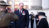 Britain's Prince William, Prince of Wales attends an Anzac Day dawn service at Hyde Park Corner in London on April 25, 2023. (Photo by Ian Vogler / POOL / AFP)