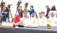 Minister of Finance H E Ali bin Ahmed Al Kuwari participates in the opening session of the Arab Monetary Fund’s joint annual meetings of financial authorities, and the 14th meeting of the Arab Finance Ministers Council in Rabat, Morocco. 