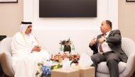 Minister of Finance H E Ali bin Ahmed Al Kuwari with Minister of Finance of Egypt H E Dr. Mohammed Maait on the sidelines of his participation in the 14th session of the Council of Arab Finance Ministers of the Arab Monetary Fund in Rabat, in the Kingdom of Morocco.
