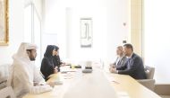 Minister of State for International Cooperation H E Lolwah bint Rashid Al Khater meeting European Union Special Representative for Afghanistan H E Thomas Nicholson, in Doha.