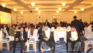 Minister Environment and Climate Change H E Sheikh Dr. Faleh bin Nasser bin Ahmed bin Ali Al Thani (centre); Director of Protocol at the Ministry of Foreign Affairs, H E Ambassador Ibrahim Fakhro (right); and Bangladesh Ambassador H E Md. Nazrul Islam at the reception ceremony. 