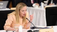 Italy's Prime Minister Giorgia Meloni speaks during the 