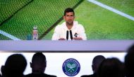 Serbia's Novak Djokovic speaks during a press conference ahead of of the 2023 Wimbledon Championships at The All England Tennis Club in Wimbledon, southwest London, on July 1, 2023. (Photo by Florian Eisele / various sources / AFP)