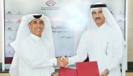 Undersecretary of the Ministry of Education and Higher Education Dr. Ibrahim bin Saleh Al Nuaimi and Chairperson of the GAC Ahmed bin Abdullah Al Jamal exchanging documents after singing the agreement.