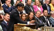 A handout photograph released by the UK Parliament shows Britain's Prime Minister Rishi Sunak speaking during Prime Minister's Questions (PMQs), in the House of Commons, in London, on July 19, 2023. (Photo by JESSICA TAYLOR / UK PARLIAMENT / AFP)