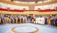 President of the Islamic Republic of Iran H E Ebrahim Raisi and Minister of Environment and Climate Change H E Sheikh Dr. Faleh bin Nasser bin Ahmed bin Ali Al Thani with other ministers and dignitaries during International Conference on Combating Sand and Dust Storms in Tehran.