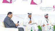 Board member of Qatar Chamber, Eng. Ali bin Abdullatif Al Misnad, with other officials speaking during the “Sustainable Transportation and Legacy for Generations” conference.