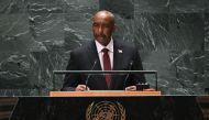 President of the Transitional Sovereignty Council of Sudan Abdel-Fattah Al-Burhan Abdelrahman Al-Burhan addresses the 78th United Nations General Assembly at UN headquarters in New York City on September 21, 2023. (Photo by Ed Jones / AFP)