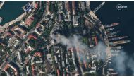 Handout satellite image released on September 23, 2023 by Planet Labs PBC shows aerial view of the city of Sevastopol after a missile attack struck the headquarters of Moscow's Black Sea fleet in annexed Crimea on September 22, 2023. (Photo by Handout / Planet Labs PBC / AFP)