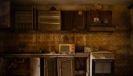 This photograph taken on September 25, 2023 shows the kitchen of a devastated house after the floodwater from Storm Daniel receded, in the village of Vlochos, central Greece. Photo by Angelos TZORTZINIS / AFP