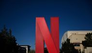The Netflix logo is displayed at the entrance to Netflix Albuquerque Studios film and television production studio lot in Albuquerque, New Mexico, on October 13, 2023. Photo by Patrick T. Fallon / AFP