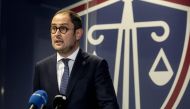 Belgium's Justice Minister Vincent Van Quickenborne announces his resignation during a press conference following the October 16 attack in which two Swedish citizens died ahead of a Euro 2024 qualifying football match, in Brussels on October 20, 2023. (Photo by Hatim Kaghat / Belga / AFP)