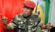 Guinea's military junta chief, Captain Moussa Dadis Camara speaks in Conakry on September 30, 2009. (Photo by SEYLLOU DIALLO / AFP)
